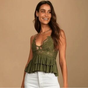 Free People Adela Cami In Olive Sparrow XS